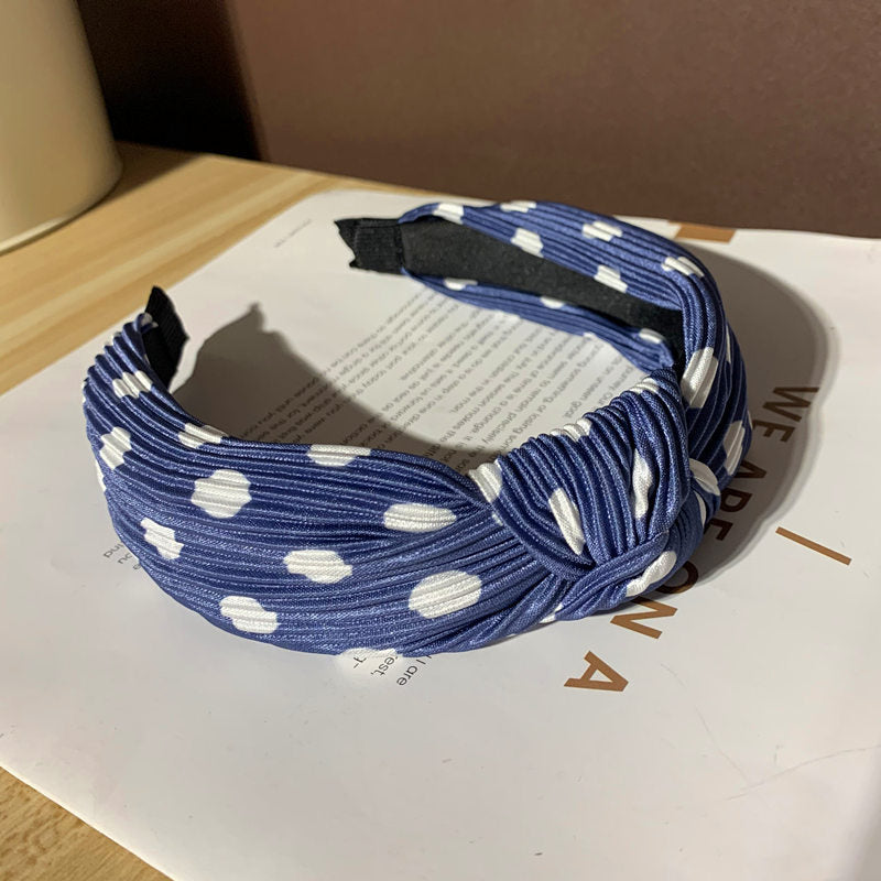 Wholesale Knotted Hairband Pleated Polka Dot Hair Band